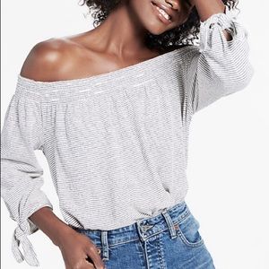 Lucky Brand Off the shoulder Striped Tie Top